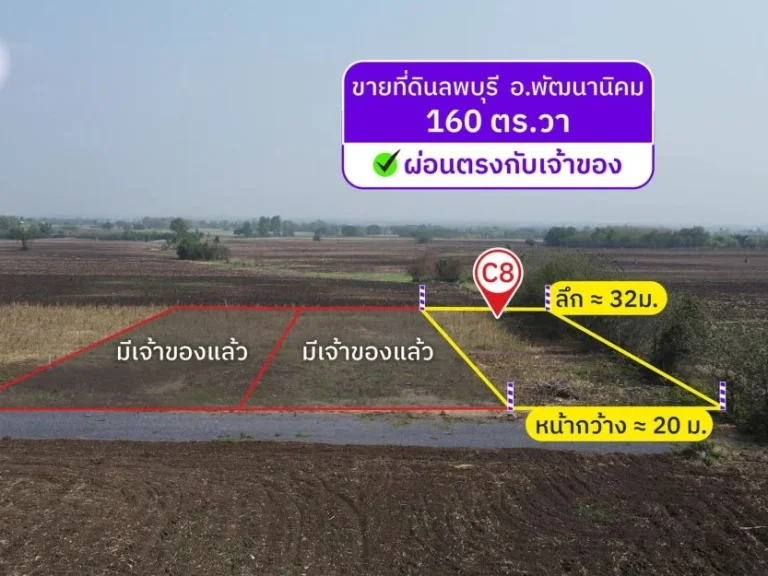 ขายที่ดินโฉนด 160 ตรว มีน้ำ ไฟ ถนน 8 เมตร ตช่องสาริกา