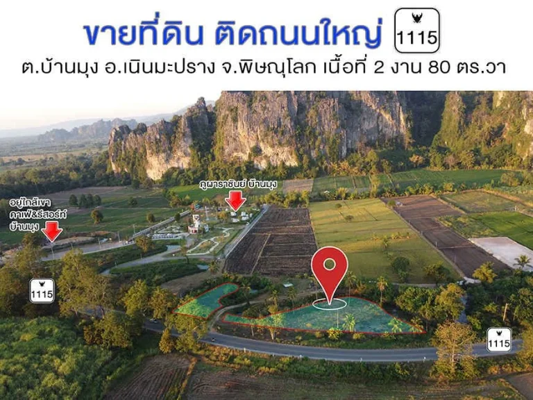 ที่ดินเจ้าของขายเอง บ้านมุง เนินมะปราง พิษณุโลก จำนวน 2 งาน