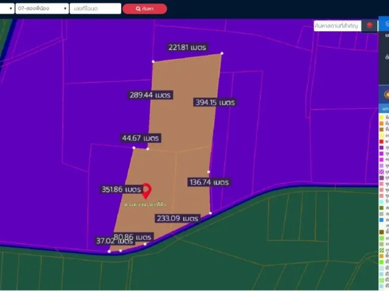 ที่ดิน88ไร่1งาน12ตรว พื้นที่สีม่วง หน้ากว้าง 350ม