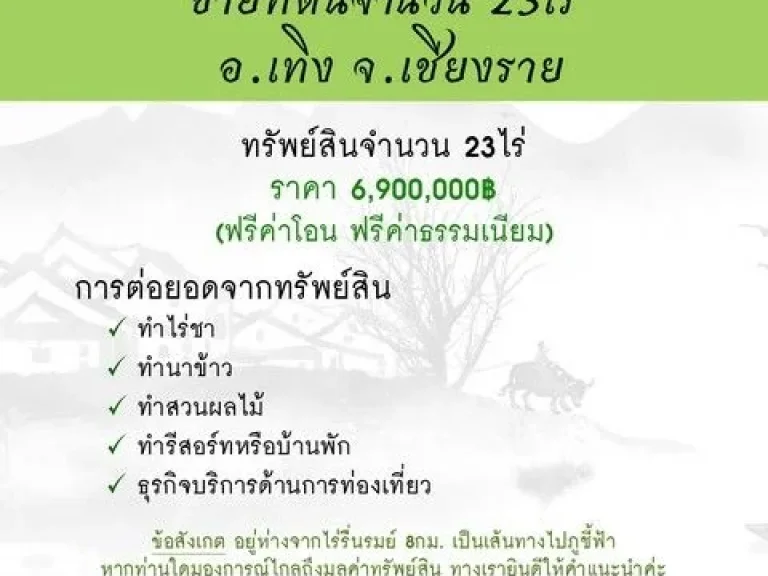 ขายที่ดิน 23 ไร่ 70 ตารางวา อเทิง จเชียงราย ราคา 6900000