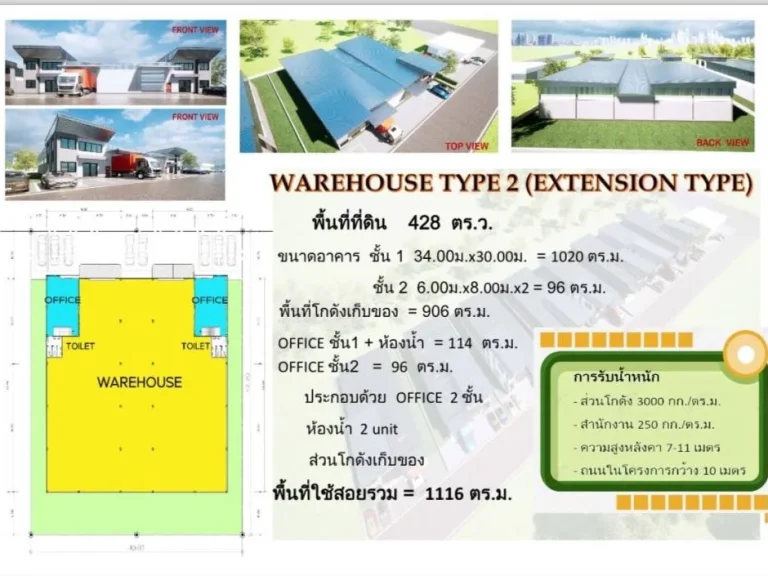 ให้เช่าโกดังคลังสินค้าให้เช่าโรงงาน สร้างใหม่