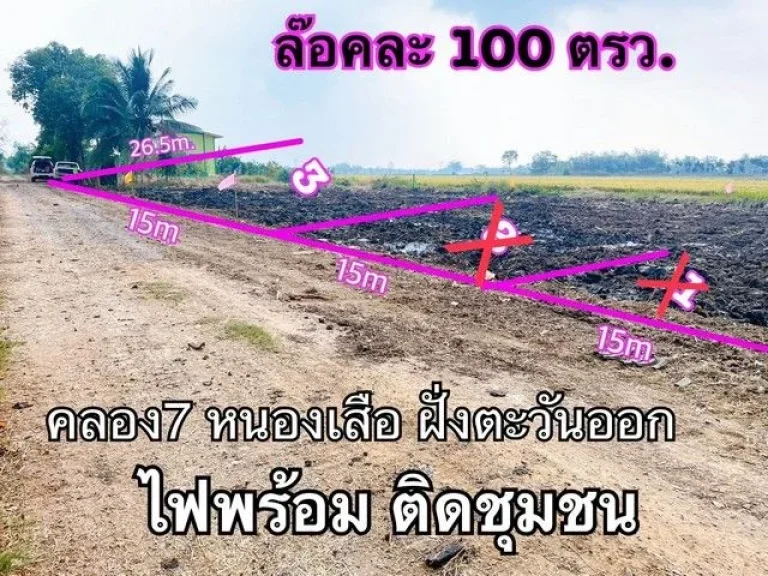 ที่ดิน100 ตรว คลอง7 หนองเสือ ปทุมธานี น้ำไฟถึงแล้ว