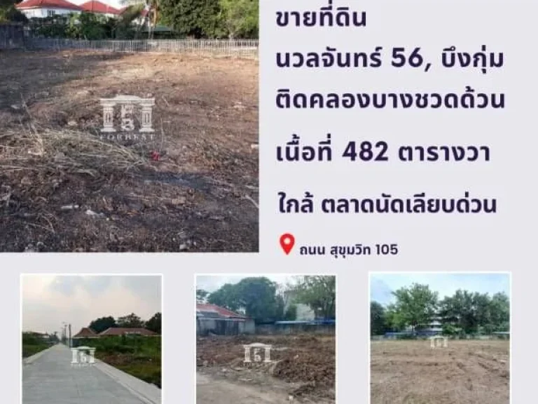 41153 ขายที่ดิน นวลจันทร์ 56 บึงกุ่ม ติดคลองบางชวดด้วน