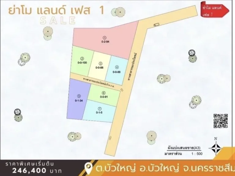 ขายทีดินอำเภอบัวใหญ่ 246400 บาท สามารถสร้างบ้าน น้ำ ไฟ