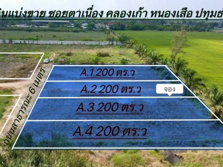 ขายที่ดิน คลอง 9 เนื้อที่ 200 ตรว ถมแล้ว หนองเสือ ปทุมธานี