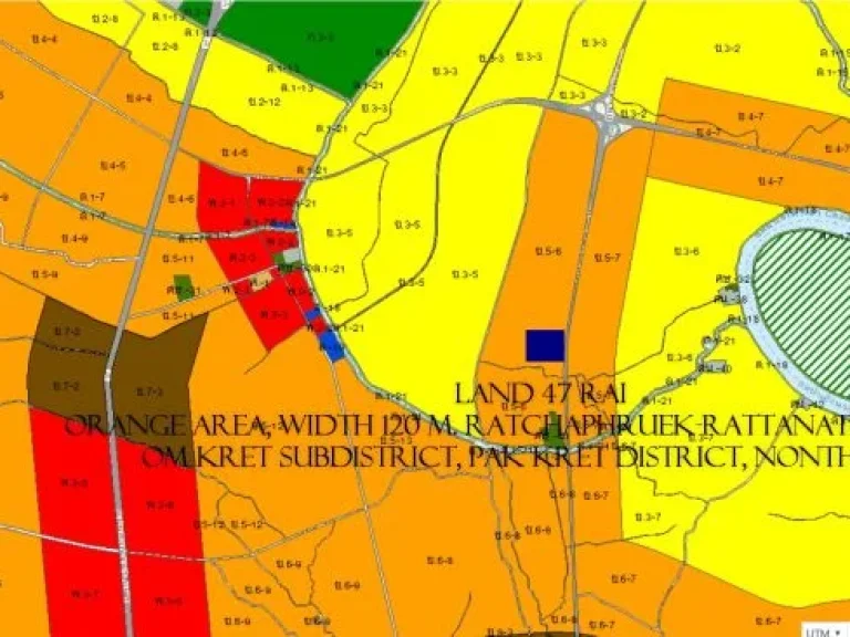 ที่ดิน47ไร่ พื้นที่สีส้ม หน้ากว้าง120ม ถนนราชพฤกษ์-รัตนาธิเ