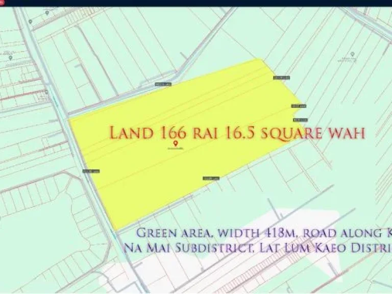 ที่ดิน166ไร่165ตารางวา พื้นที่สีเขียว หน้ากว้าง 418ม