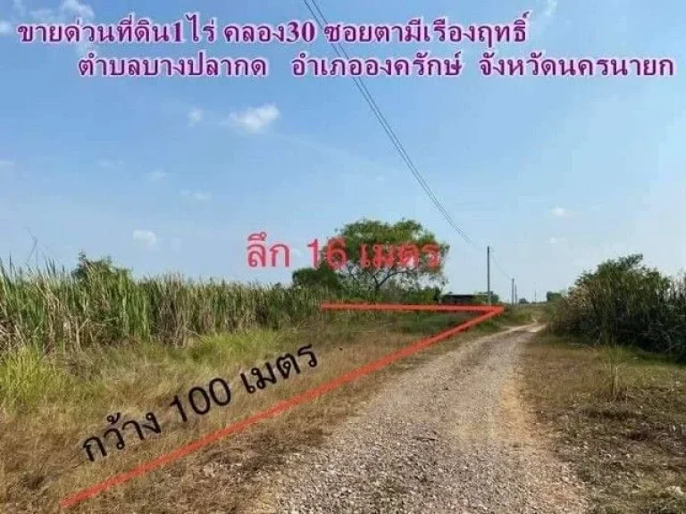 ขายด่วน ที่ดิน 1 ไร่ คลอง30 อองครักษ์ จนครนายก ที่ดินเปล่า