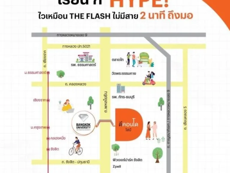 ขายดาวน์ ดีคอนโด ไฮป์ รังสิต คอนโดมิเนียม ถนนพหลโยธิน