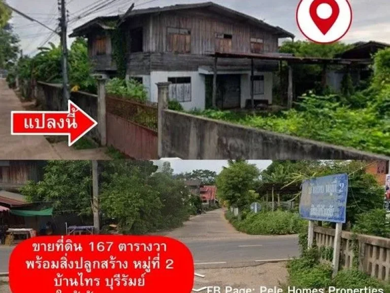 ขายที่ดินพร้อมบ้าน 167 ตารางวา ใกล้ โลตัสประโคนชัย บุรีรัมย์