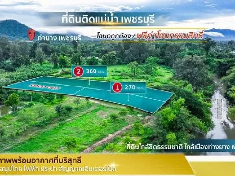 ขายที่ดิน ติดแม่น้ำเพชรบุรี โฉนดนส4จ ในเขตเทศบาลท่ายาง