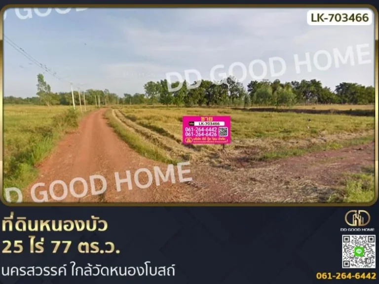 ที่ดินหนองบัว 25 ไร่ 77 ตรว นครสวรรค์ ใกล้วัดหนองโบสถ์