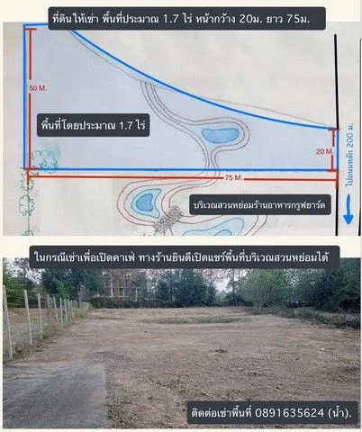 ให้เช่า ที่ดิน 1.7 ไร่ ซอยตรงข้ามประปาแม่ริม ต.แม่สา อ.แม่ริม