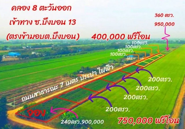 ที่ดินสวยราคาย่อมเยาว์แปลงเล็กน่ารัก คลอง8ตะวันออก บึงบอน13