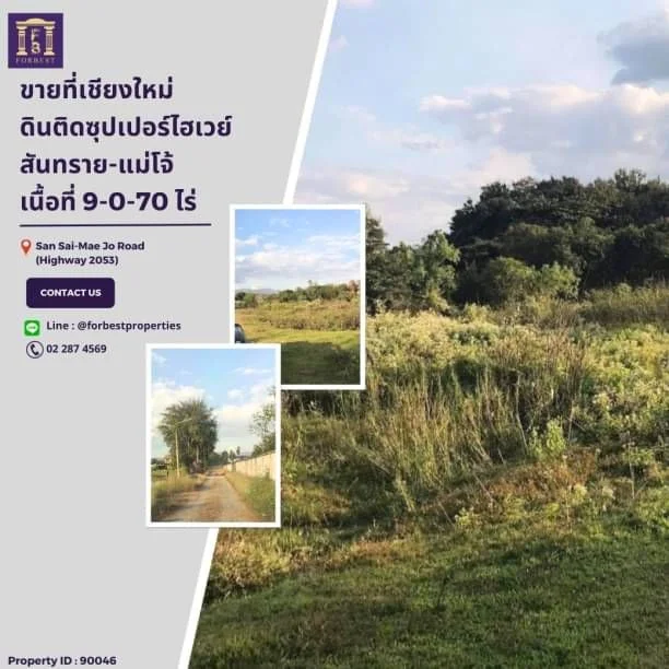 ขายที่ดินเชียงใหม่ ติดซุปเปอร์ไฮเวย์ สันทราย-แม่โจ้