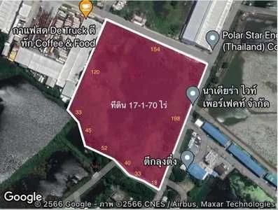 ขายที่ดินถมแล้ว 17ไร่ ติดถนน บางเพรียงเหมาะสร้างหมู่บ้าน