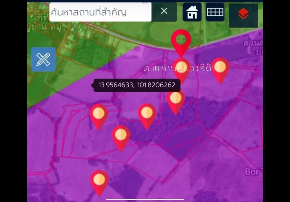 ขายที่ดิน สีม่วง 132 ไร่ 3งาน 37ตราราง ที่อำเภอกบินบุรี