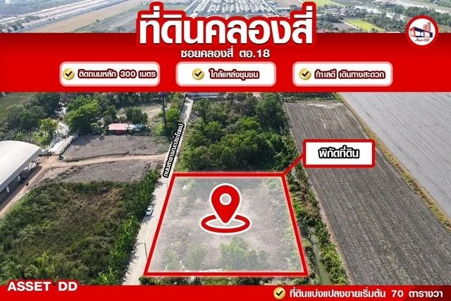 ขายขาดทุนขายที่ดินคลอง4คลองหลวง ถูกมาก!! 2ไร่5.5M