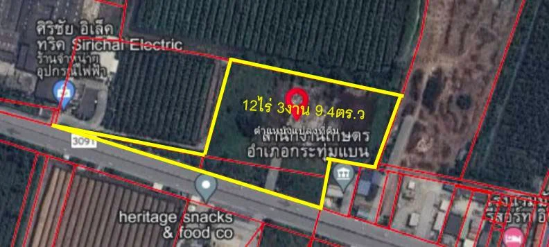 ขายที่ดิน ติดถนนเศรษฐกิจ 12-3-9.4 ไร่ หรือ5,109.4 ตร.ว